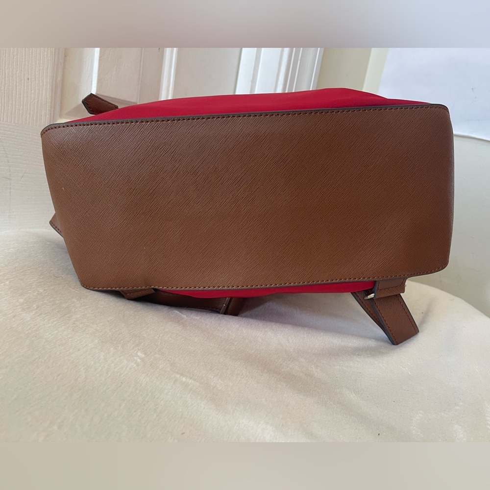 Karl Lagerfeld Cherry Red Backpack with Brown Accents EUC - Picture 5 of 9